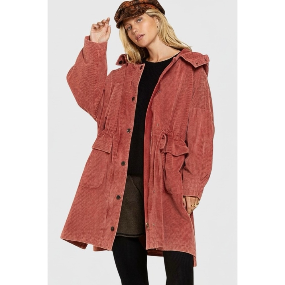 POL Rust Corduroy Coat | Long Oversized Jacket